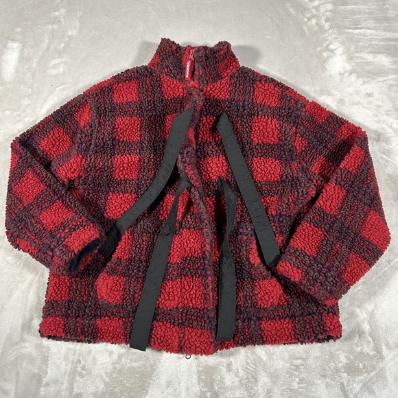 New Damson Madder Ingrid Borg Jacket Women 10 Red Check Ribbon Quilt Preppy Coat - Picture 7 of 16